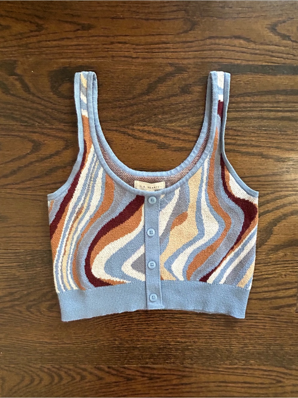 L.A. Hearts Retro Swirl Knit Crop Tank Top – Size Small